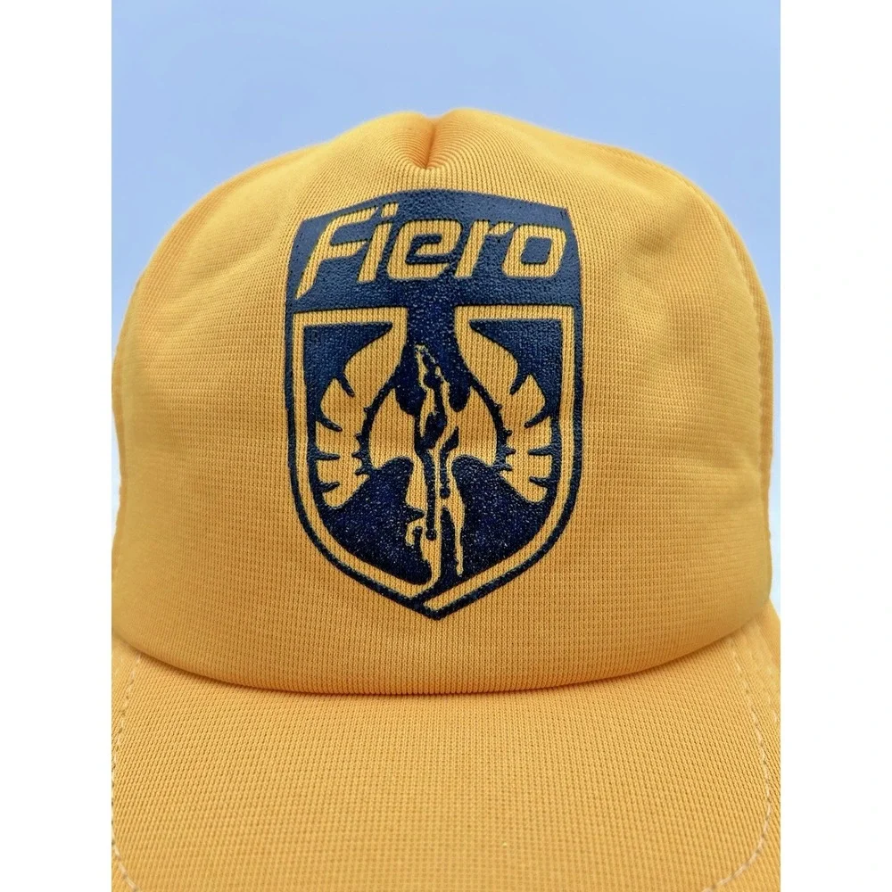 Vintage PONTIAC‎ FIERO Logo Mesh Trucker SnapBack Pontiac Car Gold Black